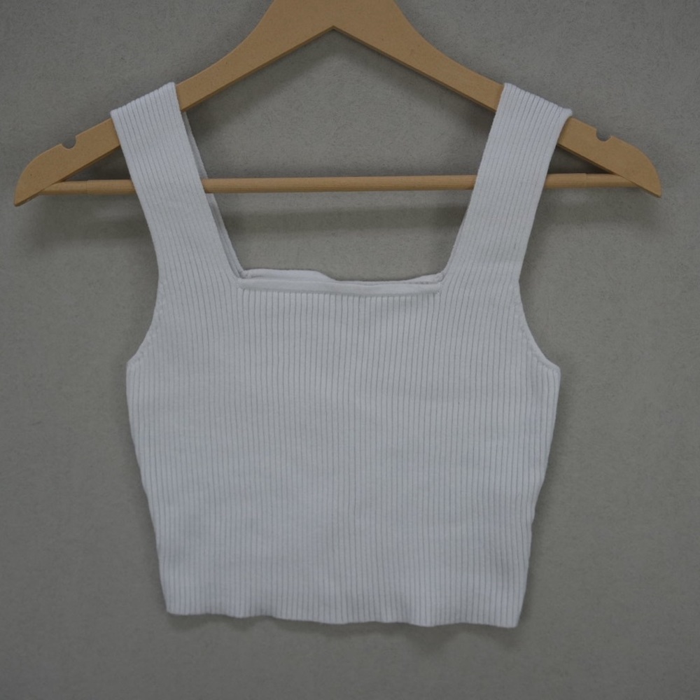 White Ribbed Knit crop top